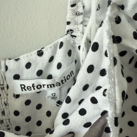 REFORMATION Malvina Linen Polka Dot Mini Dress - Picture 12 of 14
